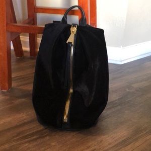 Black velvet backpack